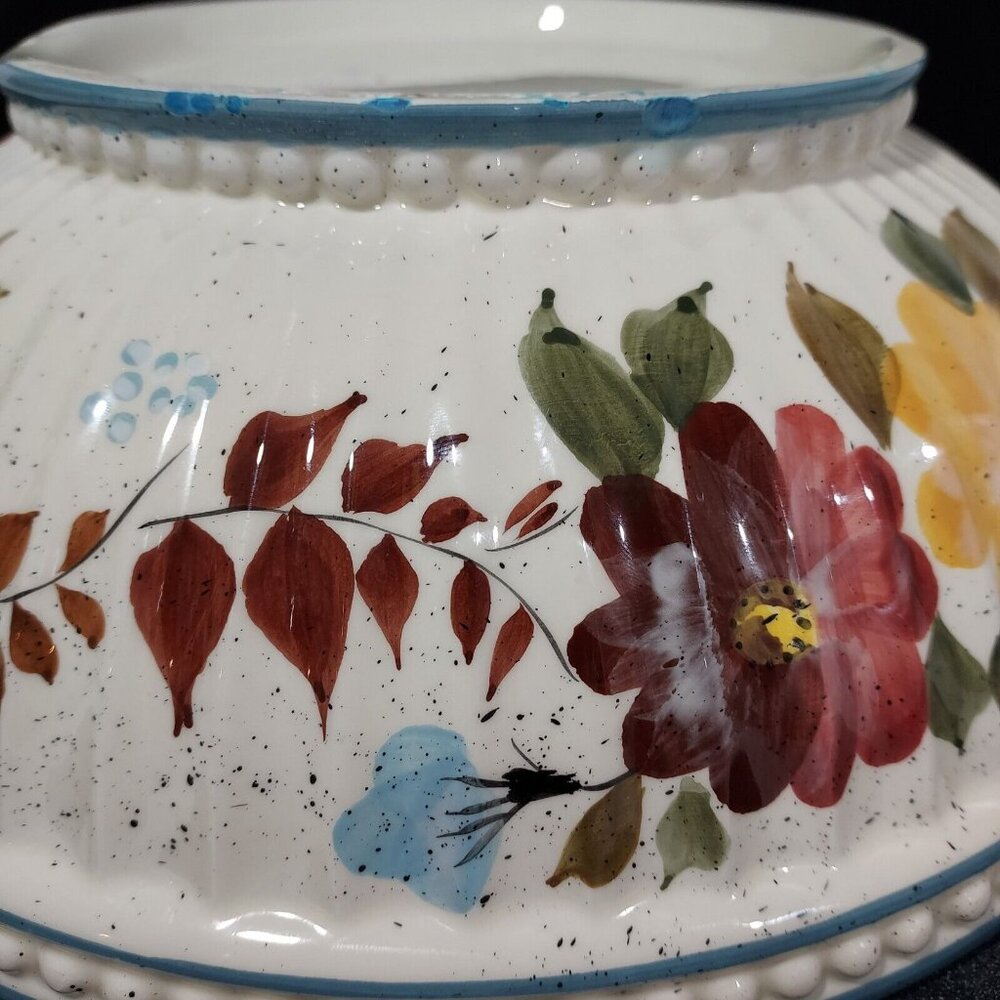 Royal Norfolk Red Yellow Flowers All Season 11"D Bowl Not Perfect - Picture 5 of 8